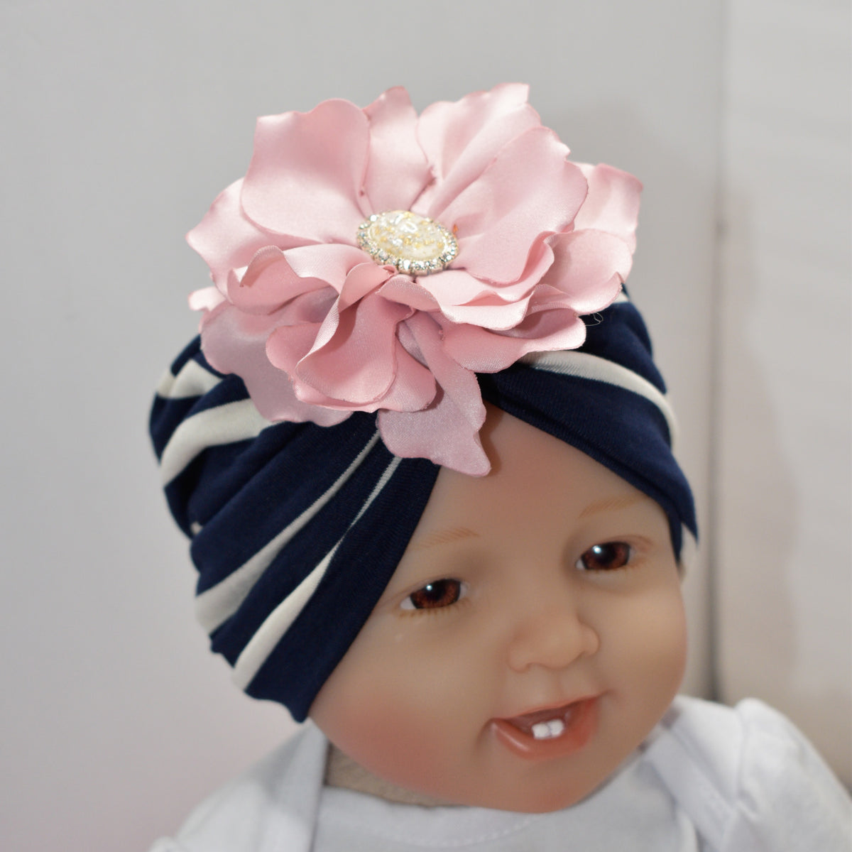1835 Instant Turban Lightweight Chiffon Scarf Head Turbans Headwear Baby Flower Baby Turban Hat, Soft Stretchy Cotton Newborn Beanie  main image 3