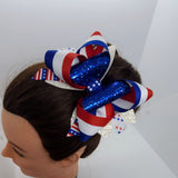 Cute 5 inches patriotic Bow, celebration bow, glitter fourth of July bow