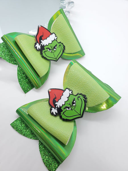 Set of Two Green Christmas Bows