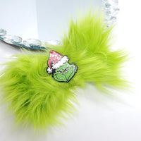 Green fur Hair Bow