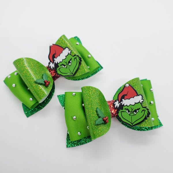 Set of Two Green Christmas Bows