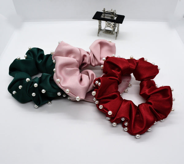 Satin Scrunchie with Pearls