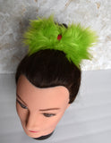 Green fur Hair Bow