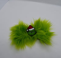 Green fur Hair Bow