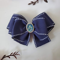 Issabella's Creations Ribbon Hair Bow with Diamond Center Blue