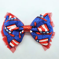 4th of July Hair Bow, 6 Inches long