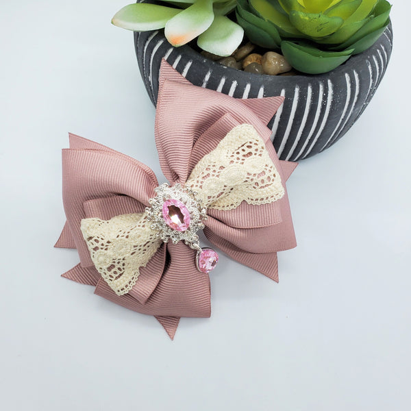 Rose color Vintage Ribbon Lace Bow