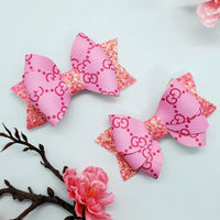 Set of 2 Pink & Glitter Bow