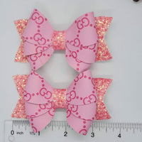 Set of 2 Pink & Glitter Bow