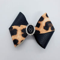 Faux Leather animal print Bow