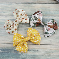 set of 3 Autumn fabric bows, Fall Fabric Bows For Girls