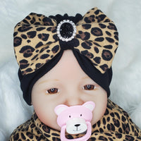 Black  Animal Print Baby Turban, winter hat for Baby
