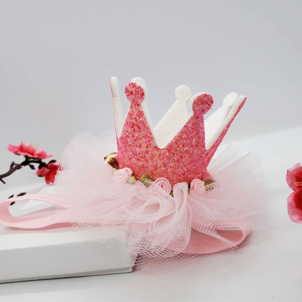 Pink Baby Crown Birthday Crown headband or clip