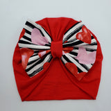 Red with Hearts Bow Turban Hat for Baby