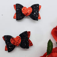 Set of Two Valentine's Glitter Bow