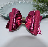 Solid Color Faux Leather Bow