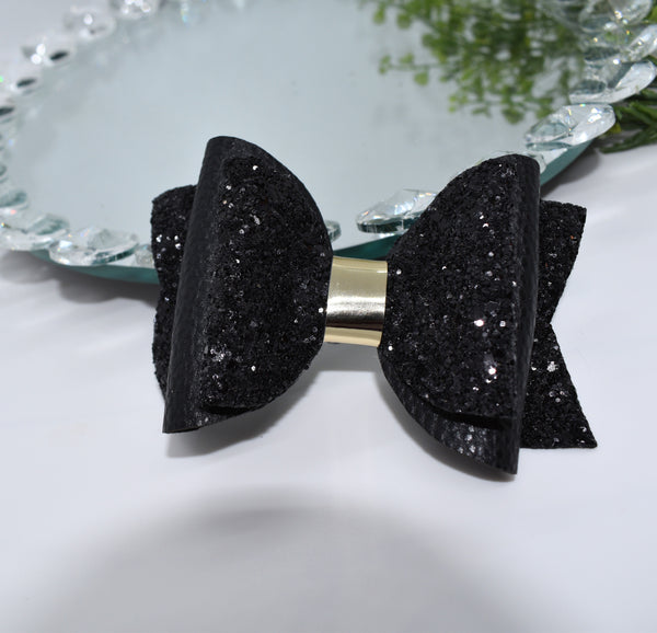 Solid Color Faux Leather Bow