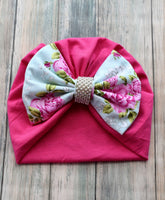 hot pink and Floral Hat
