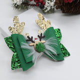 Christmas Reindeer Antler Bow ,Glitter Christmas Hair bow for Girl